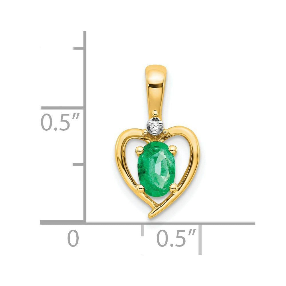 14K Yellow Gold Diamond & 0.40-Carat Oval Emerald Pendant