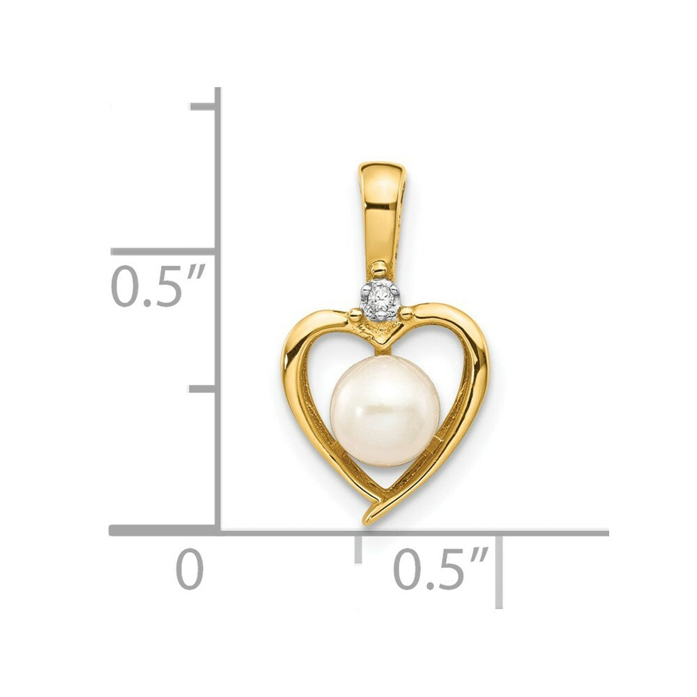 14k Yellow Gold Diamond & Freshwater Cultured Pearl Pendant
