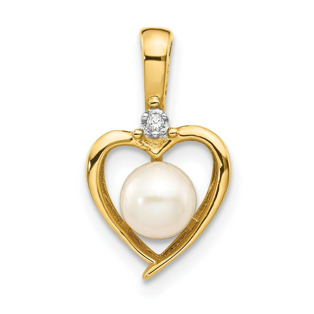 14k Yellow Gold Diamond & Freshwater Cultured Pearl Pendant