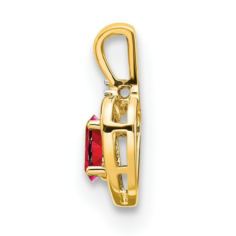 14K Yellow Gold Diamond & 0.56-Carat Oval Ruby Pendant