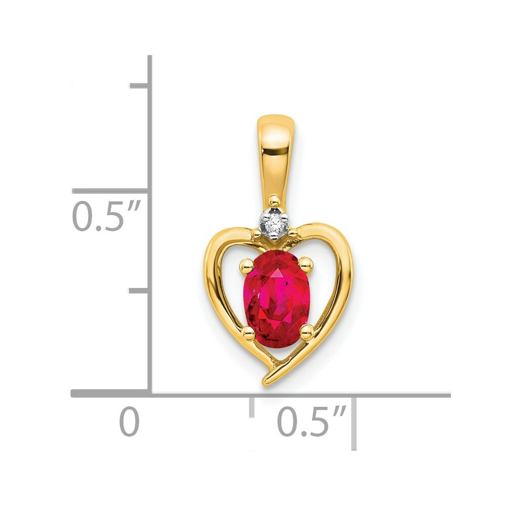 14K Yellow Gold Diamond & 0.56-Carat Oval Ruby Pendant