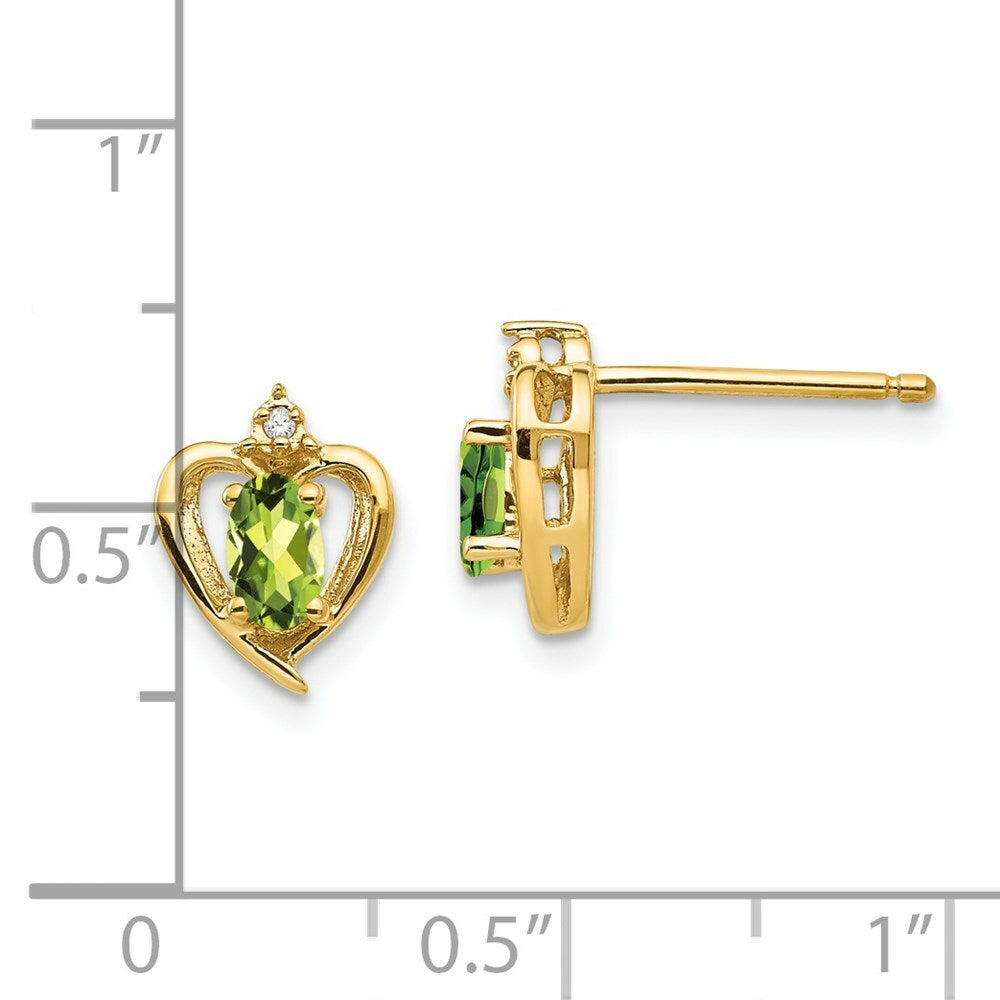 14K Yellow Gold Diamond & Peridot Earrings 0.01-Carat Diamond Accent, 0.48-Carat Gemweight