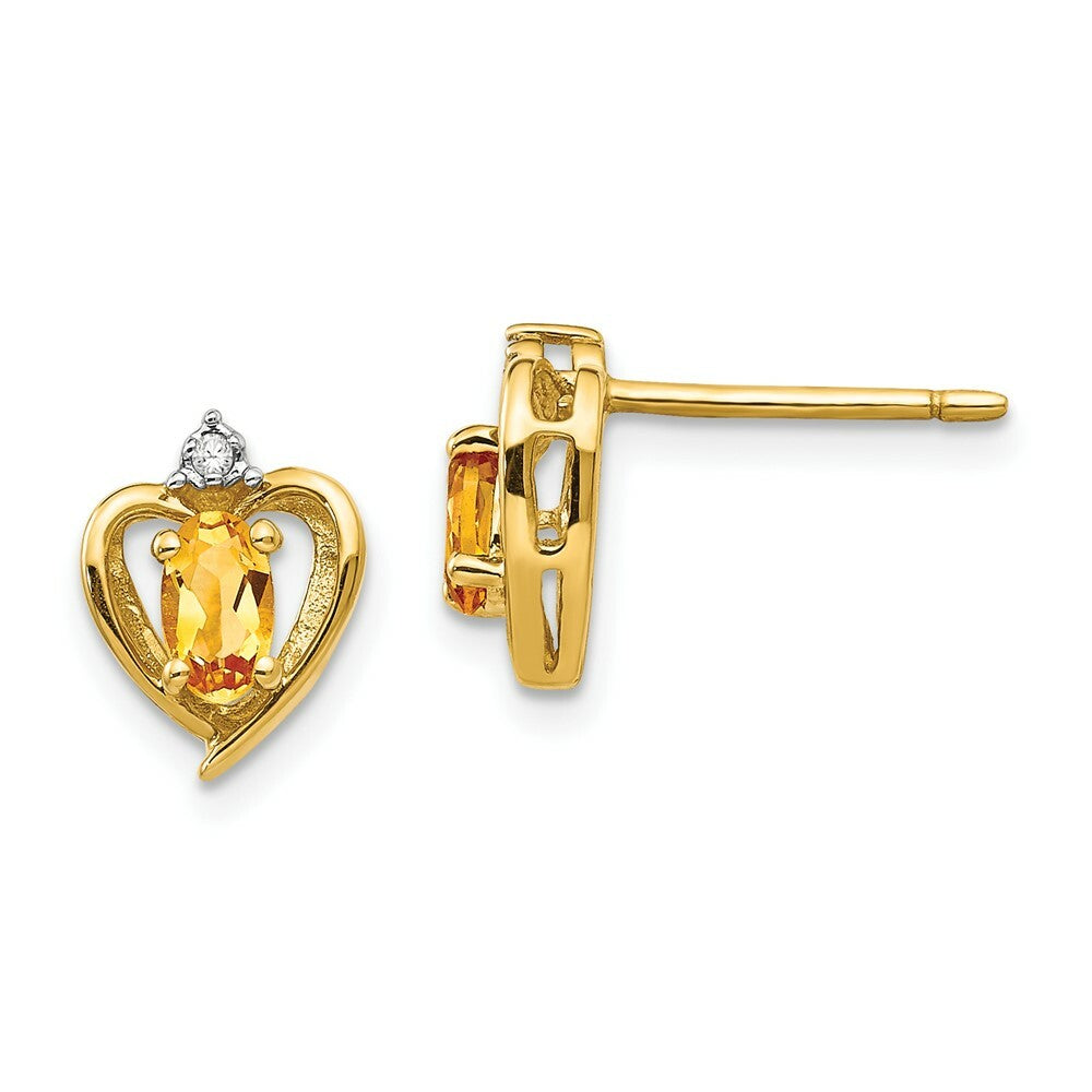 14K Yellow Gold Diamond & Citrine Earrings