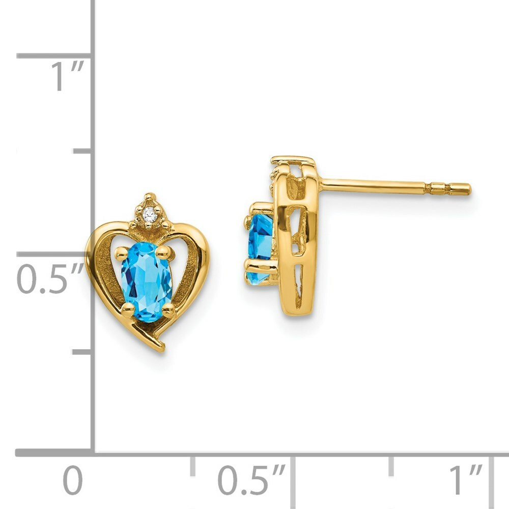 14K Yellow Gold Diamond & Blue Topaz Earrings 0.01-Carat Diamond Accent, 0.55-Carat Gemweight