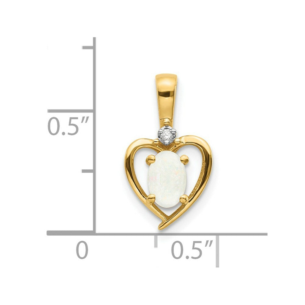 14K Yellow Gold Diamond & 0.28-Carat Oval Opal Pendant