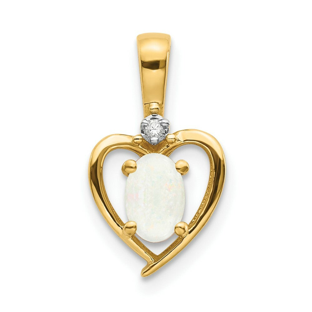 14K Yellow Gold Diamond & 0.28-Carat Oval Opal Pendant