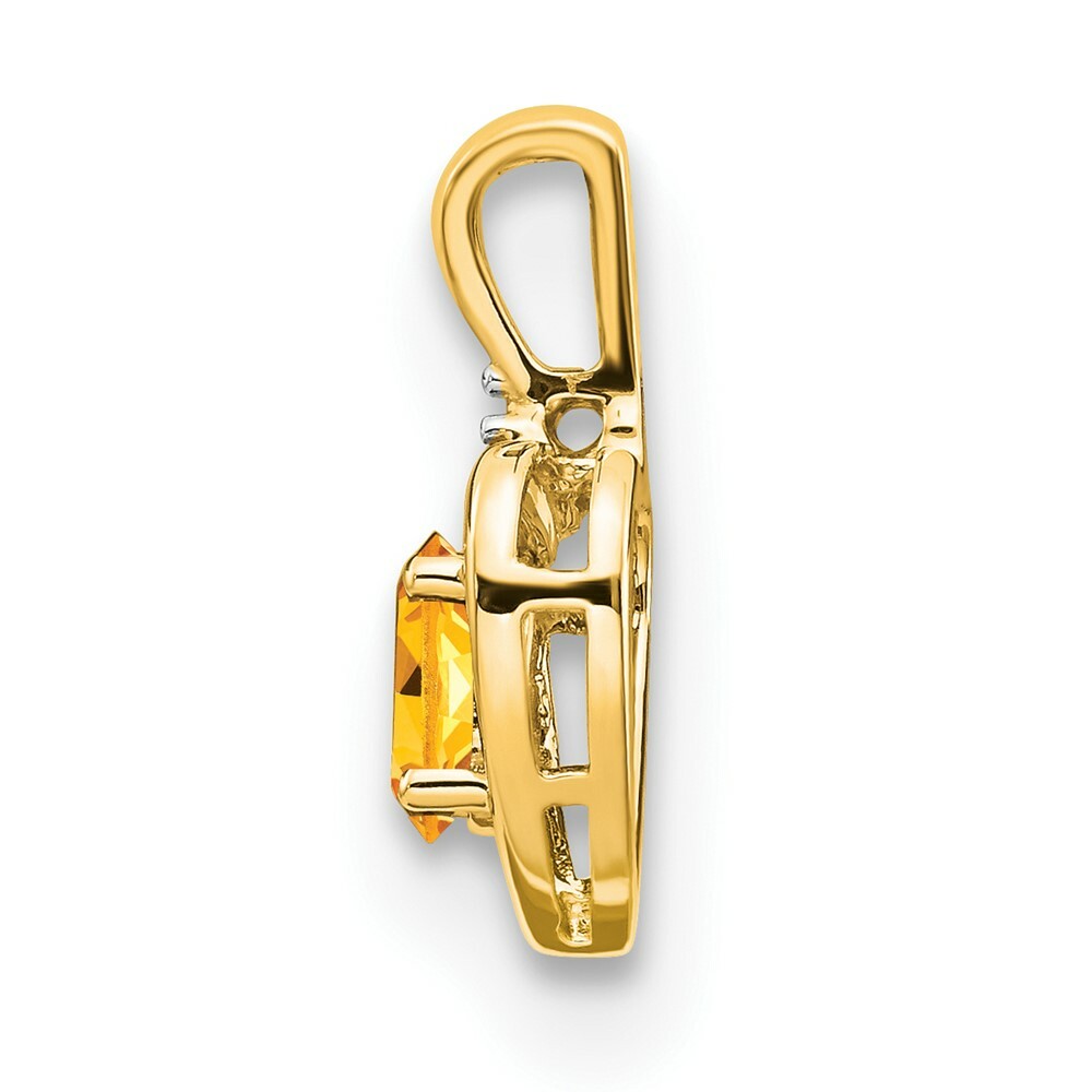 14K Yellow Gold Diamond & 0.38-Carat Oval Citrine Pendant
