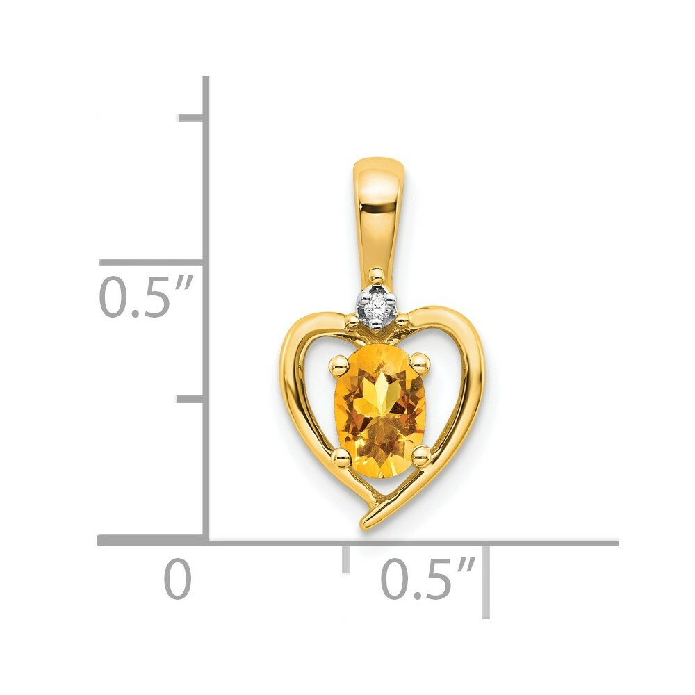 14K Yellow Gold Diamond & 0.38-Carat Oval Citrine Pendant