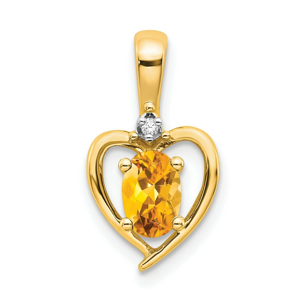 14K Yellow Gold Diamond & 0.38-Carat Oval Citrine Pendant