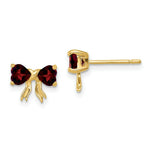 Load image into Gallery viewer, 14k Gold Polished Garnet Bow Post Earrings
