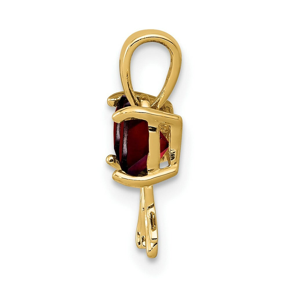 14k Yellow Gold Polished Garnet Bow Pendant