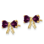 Load image into Gallery viewer, 14k Yellow Gold Polished Rhodolite Bow Post Earrings
