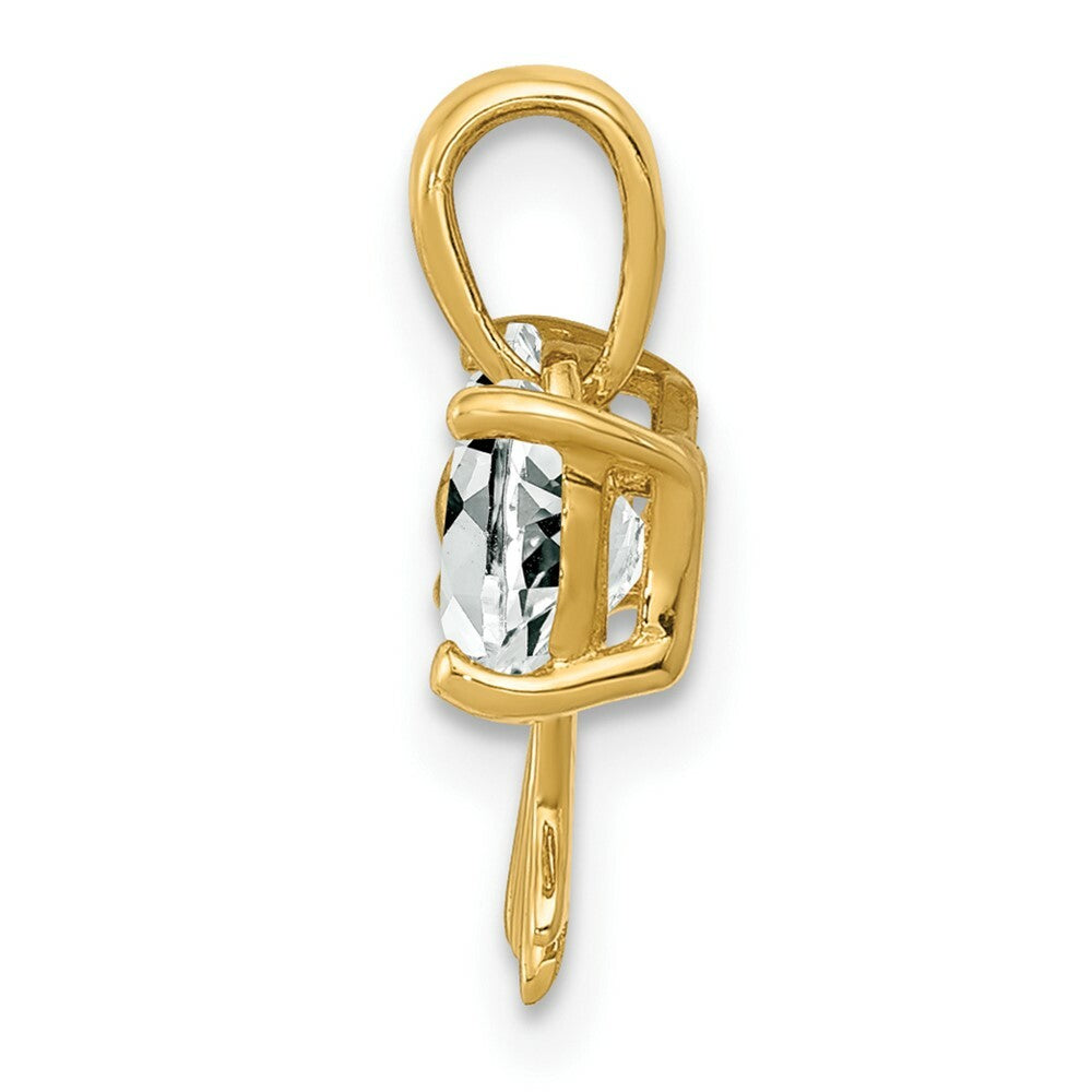 14k Yellow Gold Polished White Topaz Bow Pendant