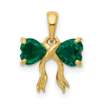 Load image into Gallery viewer, 14k Yellow Gold Polished Created Emerald Bow Pendant
