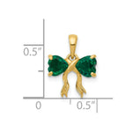 Load image into Gallery viewer, 14k Yellow Gold Polished Created Emerald Bow Pendant
