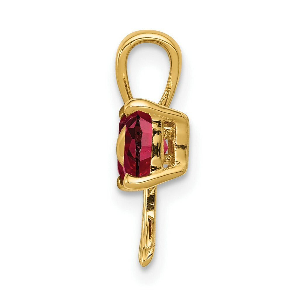 14k Yellow Gold Polished Created Ruby Bow Pendant