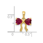 Load image into Gallery viewer, 14k Yellow Gold Polished Created Ruby Bow Pendant
