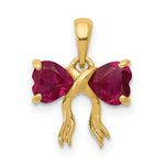 Load image into Gallery viewer, 14k Yellow Gold Polished Created Ruby Bow Pendant
