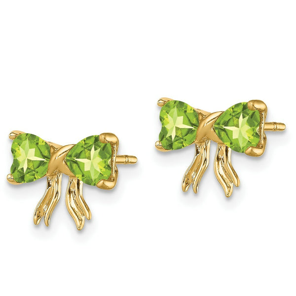 14k Yellow Gold Polished Peridot Bow Post Earrings