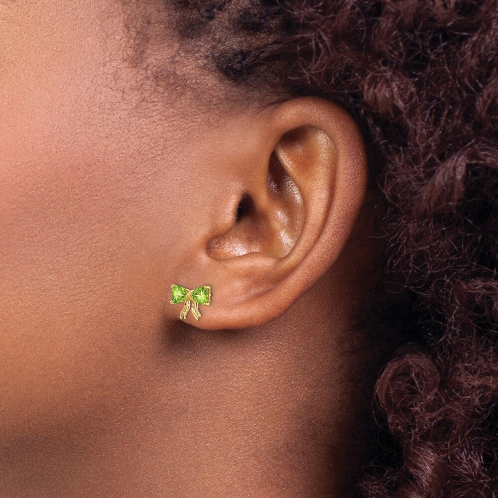 14k Yellow Gold Polished Peridot Bow Post Earrings