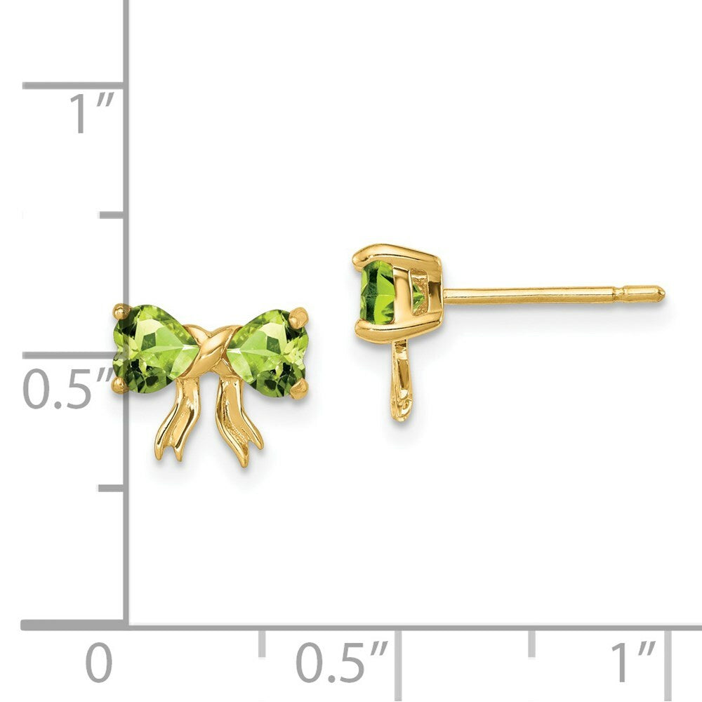 14k Yellow Gold Polished Peridot Bow Post Earrings