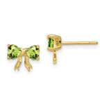 Load image into Gallery viewer, 14k Yellow Gold Polished Peridot Bow Post Earrings
