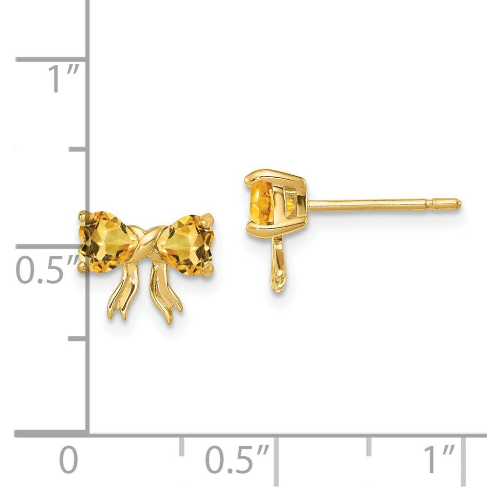 14k Yellow Gold Polished Citrine Bow Post Earrings