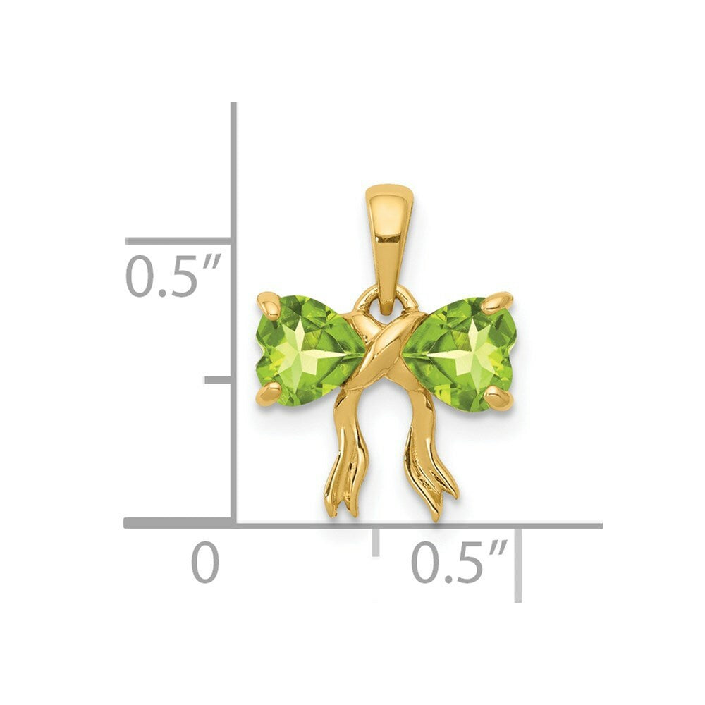 14k Yellow Gold Polished Peridot Bow Pendant