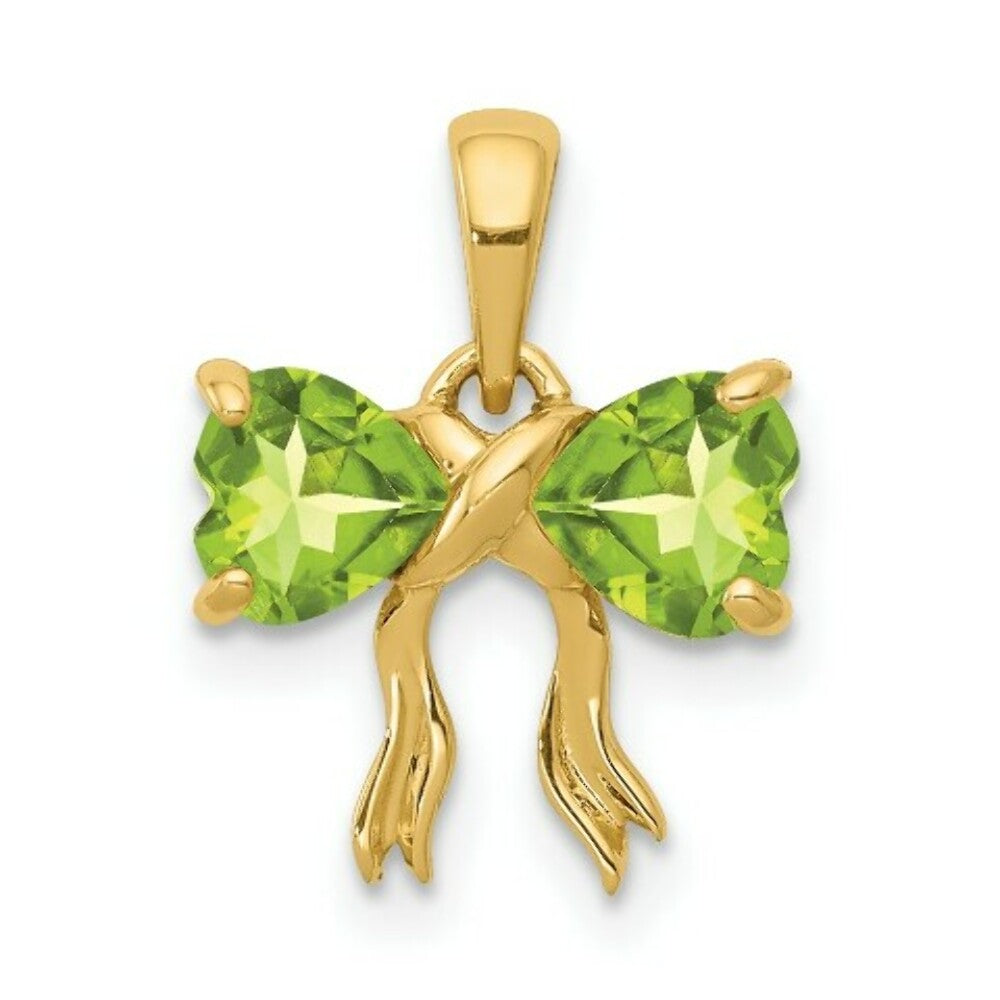 14k Yellow Gold Polished Peridot Bow Pendant