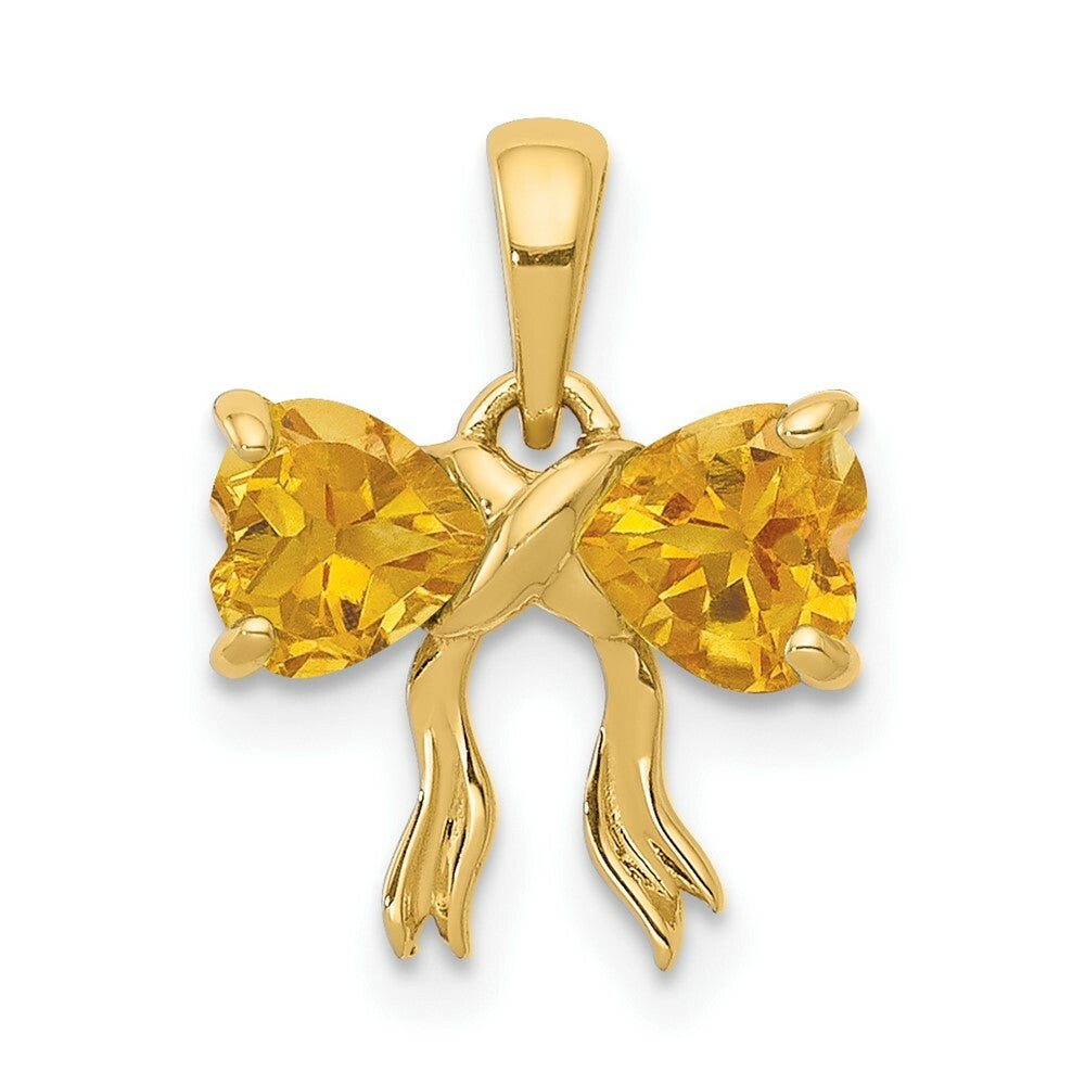 14k Yellow Gold Polished Citrine Bow Pendant