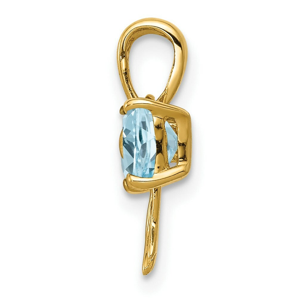 14k Yellow Gold Polished Light Swiss Blue Topaz Bow Pendant