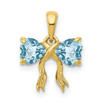 Load image into Gallery viewer, 14k Yellow Gold Polished Light Swiss Blue Topaz Bow Pendant
