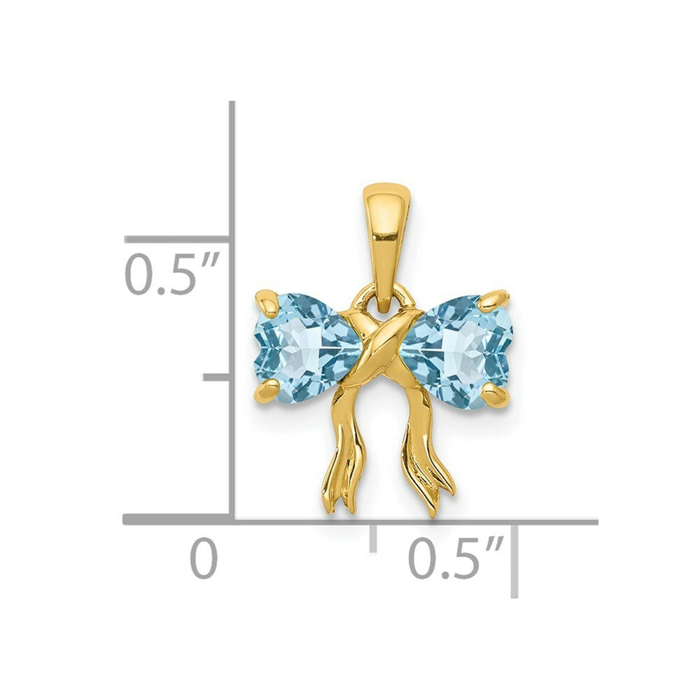 14k Yellow Gold Polished Light Swiss Blue Topaz Bow Pendant