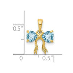 Load image into Gallery viewer, 14k Yellow Gold Polished Light Swiss Blue Topaz Bow Pendant
