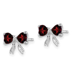 Load image into Gallery viewer, 14k White Gold Polished Garnet Bow Post Earrings
