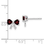 Load image into Gallery viewer, 14k White Gold Polished Garnet Bow Post Earrings
