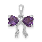 Load image into Gallery viewer, 14k White Gold Polished Amethyst Bow Pendant

