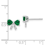 Load image into Gallery viewer, 14k White Gold Polished Created Emerald Bow Post Earrings
