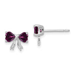 Load image into Gallery viewer, 14k White Gold Polished Rhodolite Bow Post Earrings
