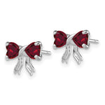 Load image into Gallery viewer, 14k White Gold Polished Created Ruby Bow Post Earrings
