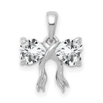 Load image into Gallery viewer, 14k White Gold Polished White Topaz Bow Pendant
