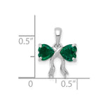 Load image into Gallery viewer, 14k White Gold Polished Created Emerald Bow Pendant
