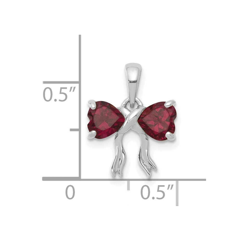 14k White Gold Polished Rhodolite Bow Pendant