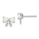 Load image into Gallery viewer, 14k White Gold Polished Created Opal Bow Post Earrings
