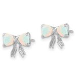 Load image into Gallery viewer, 14k White Gold Polished Created Opal Bow Post Earrings
