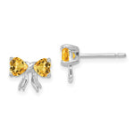 Load image into Gallery viewer, 14k White Gold Polished Citrine Bow Post Earrings
