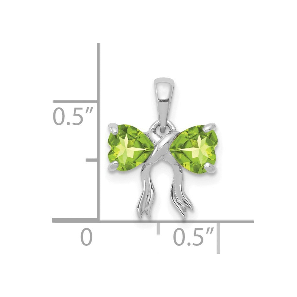14k White Gold Polished Peridot Bow Pendant