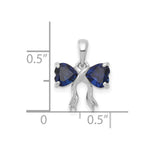 Load image into Gallery viewer, 14k White Gold Polished Created Sapphire Bow Pendant
