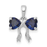 Load image into Gallery viewer, 14k White Gold Polished Created Sapphire Bow Pendant
