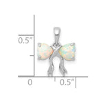 Load image into Gallery viewer, 14k White Polished Created Opal Bow Pendant
